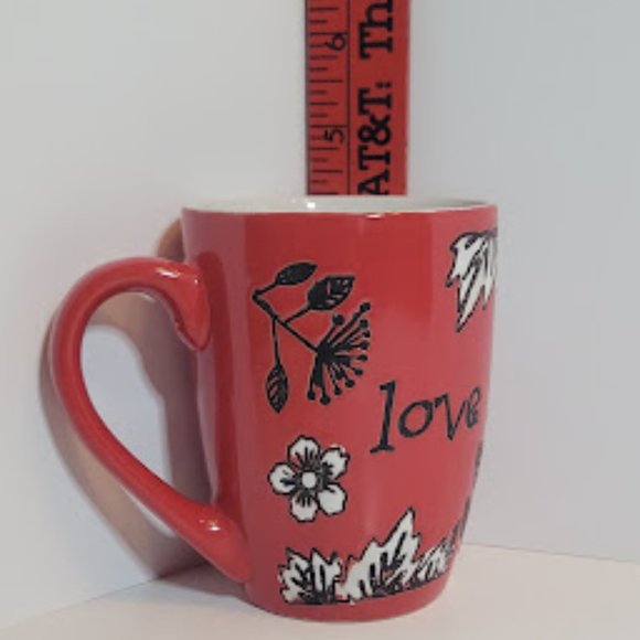 CHRISTIAN ART GIFTS RED "LOVE" COFFEE MUG FLORAL ACCENTS 2010 - Picture 3 of 5